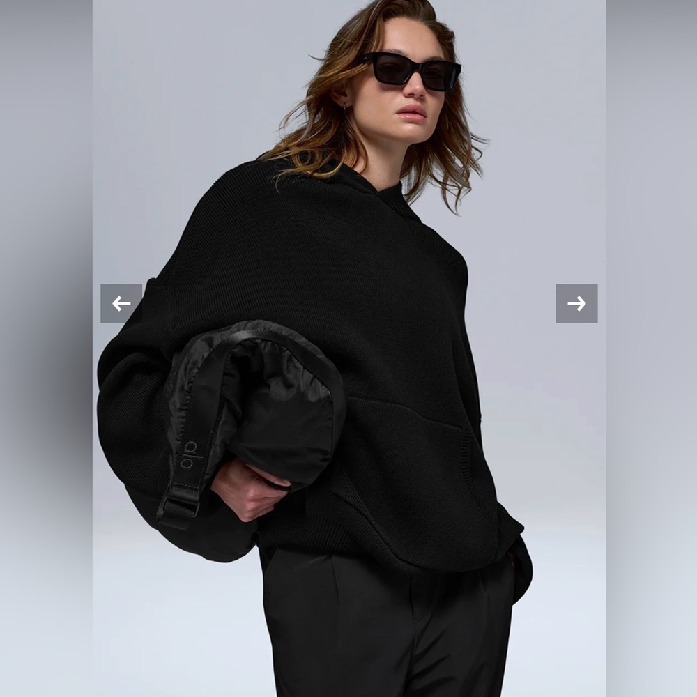 ALO Yoga Scholar Hooded Sweater Black Medium NWT